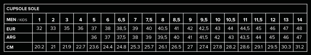 tabla de talles fallen